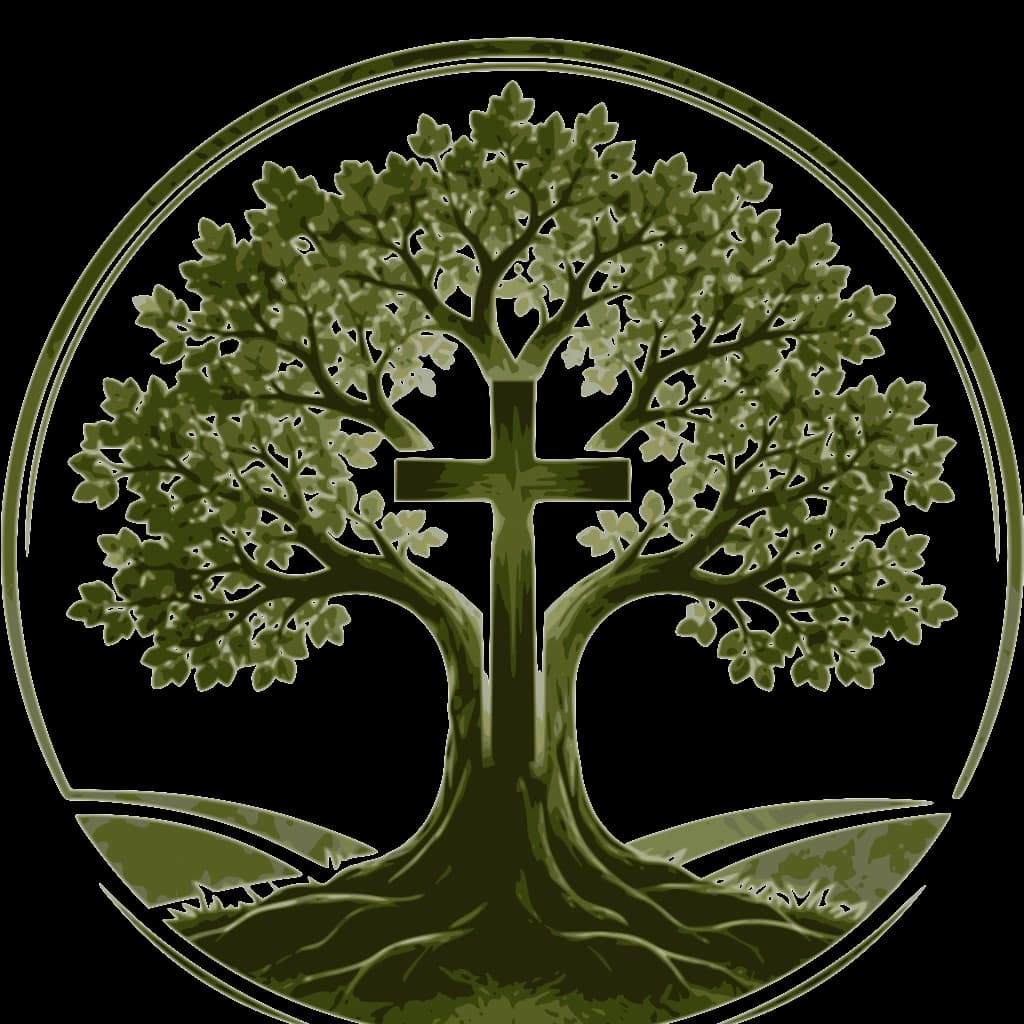 Ron's SA Landscaping live oak and cross logo
