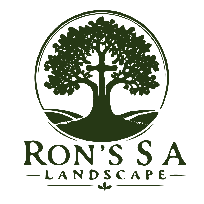 Ron's SA Landscaping logo — Embroidery — Full Lockup version